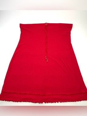 🔥 VINTAGE Y2K RAPZ Red Lettuce Hem Ruffle Skirt - Made in Canada - XL